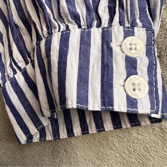 Tuckernuck Pomander Place Lizzie Oxford Stripe Puff Sleeve Babydoll Dress Large - Picture 6 of 14